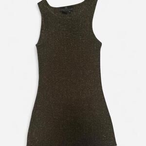 Carole Little Women's dark olive brown metallic shimmer silk top